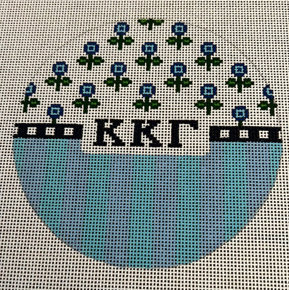 Kappa Kappa Gamma - Round w/flowers, stripes, greek letters