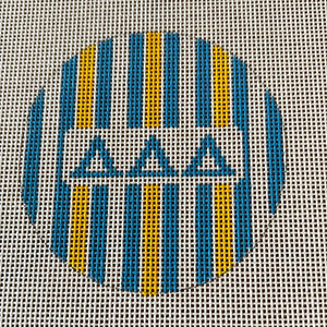 Tri Delta - 3" round w/greek letters and stripes