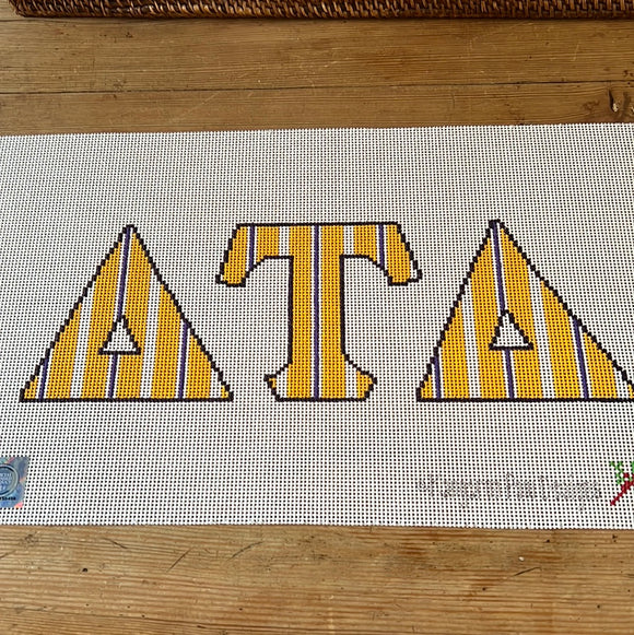 Delta Tau Delta - Large greek letters w/stripes-3 letter group