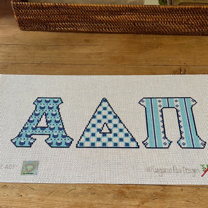 Alpha Delta Pi - Large greek letters w/multi pattern-3 letter group