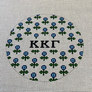 Kappa Kappa Gamma - Round w/allover flowers and greek letters