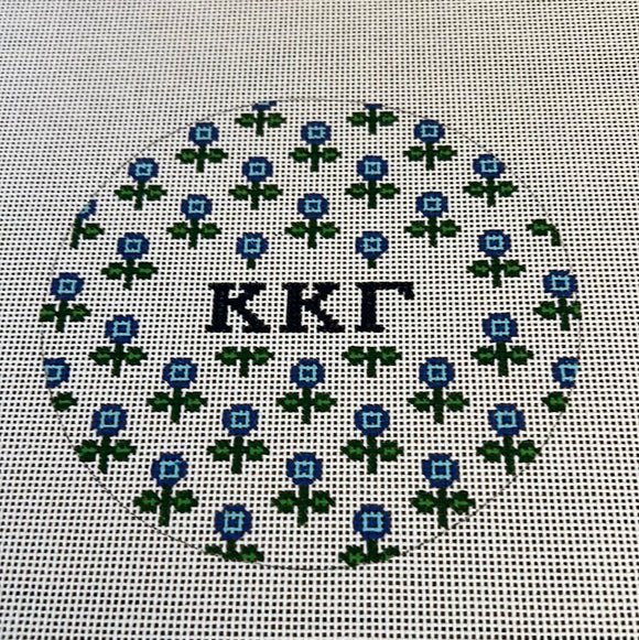 Kappa Kappa Gamma - Round w/allover flowers and greek letters