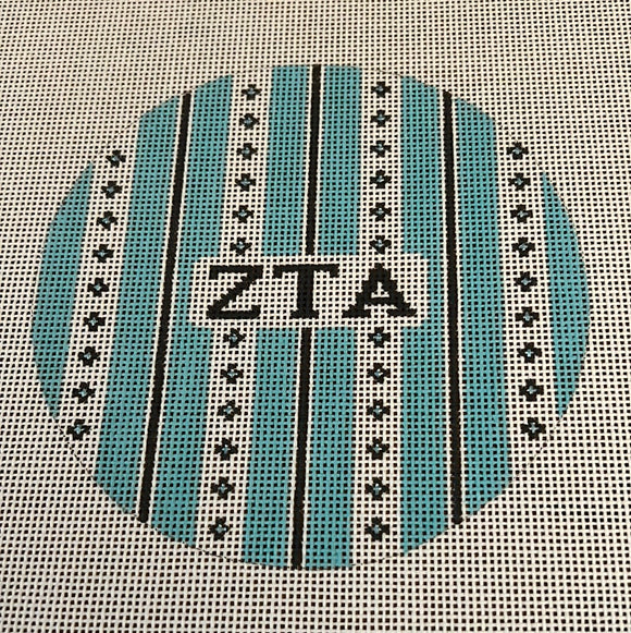 Zeta Tau Alpha - Retro stripe round w/greek letters