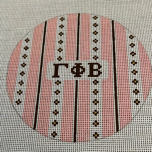 Gamma Phi Beta - Retro stripe round w/greek letters