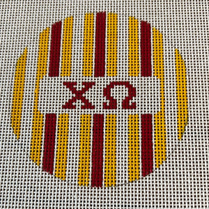 Chi Omega - 3" round w/greek letters and stripes