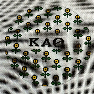 Kappa Alpha Theta - Round w/allover flowers and greek letters