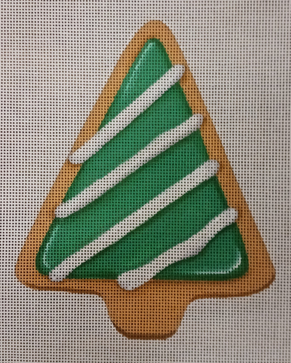 Christmas Tree Cookie with Stripes