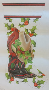 Cardinal, Cowboy Hat and Boots Stocking