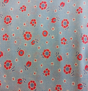 Vintage Fabric- Red and White Flowers
