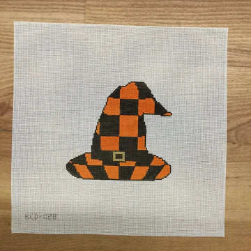 Orange/Black Check Witch Hat