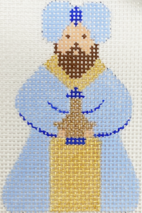 Nativity Blue & White Wise Man I With Stitch Guide