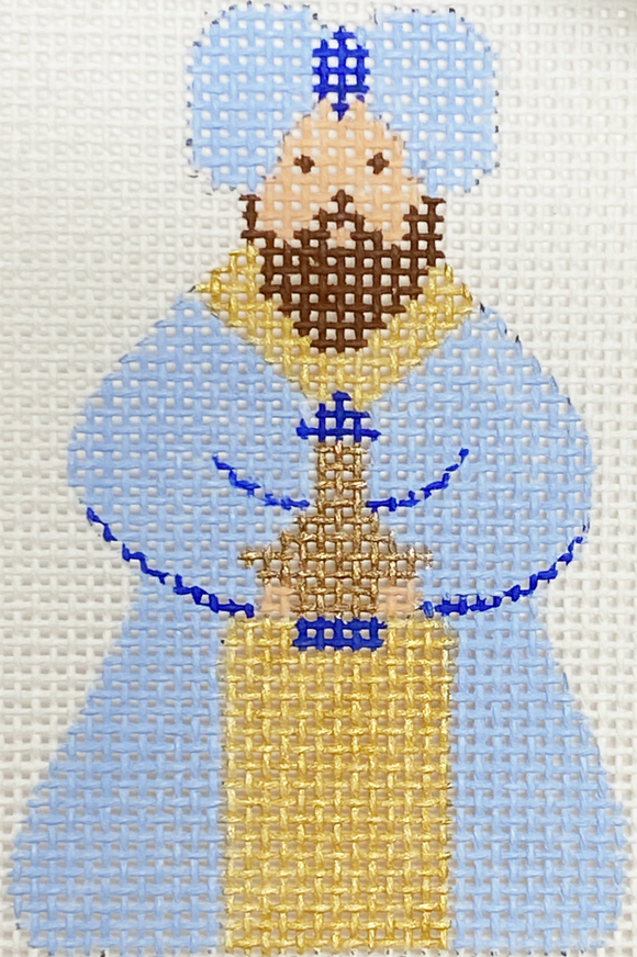 Nativity Blue & White Wise Man I With Stitch Guide