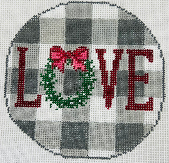 LOVE on Grey Gingham