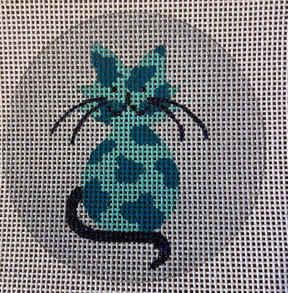 Teal Cat on Blue
