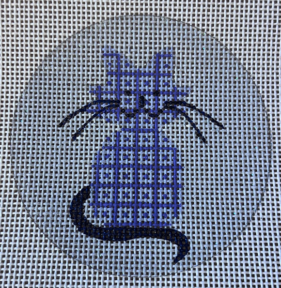 Purple Cat on Blue