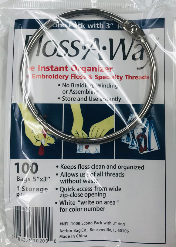 100 Floss Away Bags with Ring
