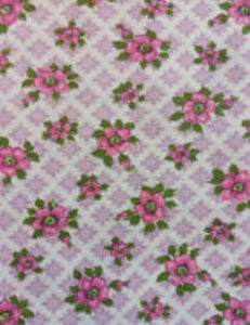 Vintage Fabric- Pink Flowers on Purple Diamonds