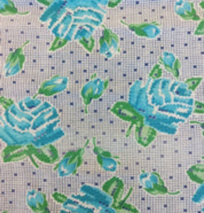 Vintage Fabric- Turquoise Pixel Roses