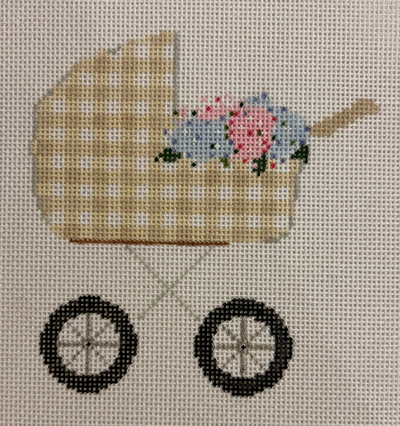 Tan Hydrangea Baby Carriage