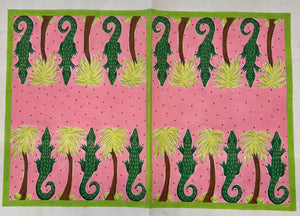 Backgammon Board Canvas – Lilly-inspired Gators & Palms – bright pinks & greens