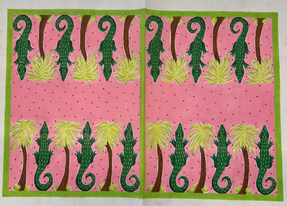 Backgammon Board Canvas – Lilly-inspired Gators & Palms – bright pinks & greens