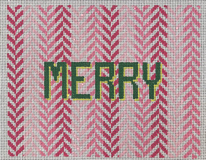 Merry in Green on Pink Stripes